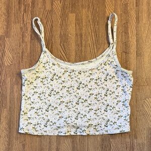 HOLLISTER LIGHT PURLE FLORAL CROPPED TANK TOP SIZE SMALL